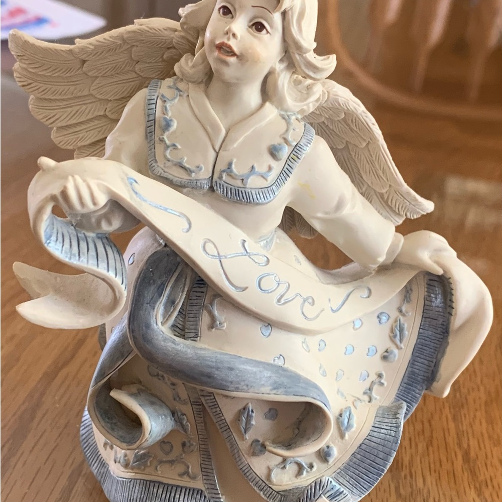 Angel Figurine with Blue Accents